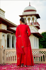 Crimson Silver Zari -Resham Embroidered Sharara Suit Set