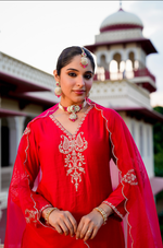 Crimson Silver Zari -Resham Embroidered Sharara Suit Set