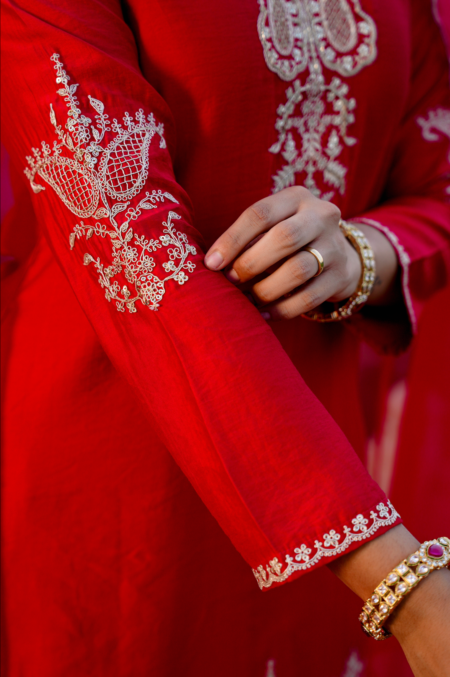 Crimson Silver Zari -Resham Embroidered Sharara Suit Set