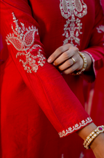 Crimson Silver Zari -Resham Embroidered Sharara Suit Set