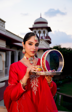 Crimson Silver Zari -Resham Embroidered Sharara Suit Set