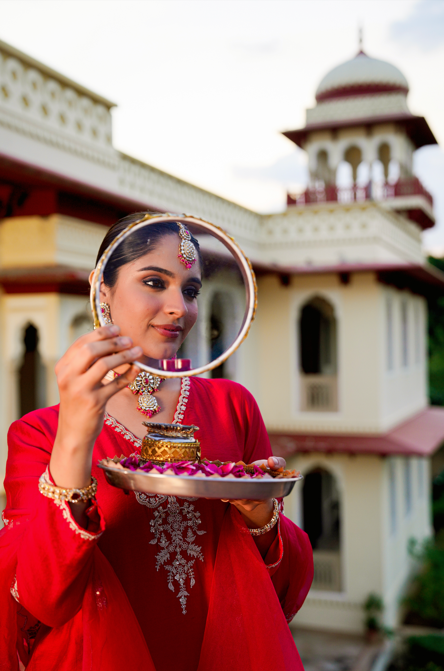 Crimson Silver Zari -Resham Embroidered Sharara Suit Set