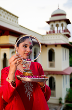 Crimson Silver Zari -Resham Embroidered Sharara Suit Set