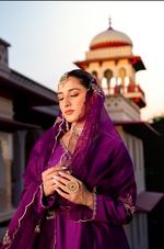Jamuni Satoori Silk Silver Zari -Resham Embroidered Sharara Suit Set