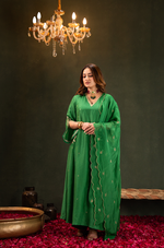 Emerald Green Satoori Silk Kurta Suit Set