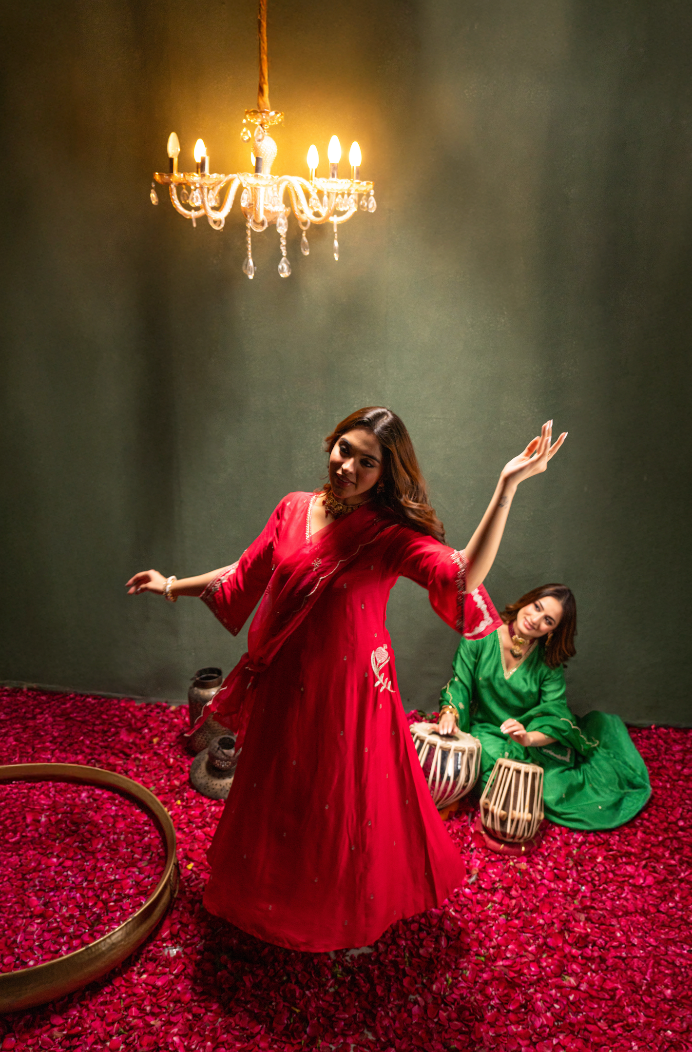Emerald Green Satoori Silk Kurta Suit Set