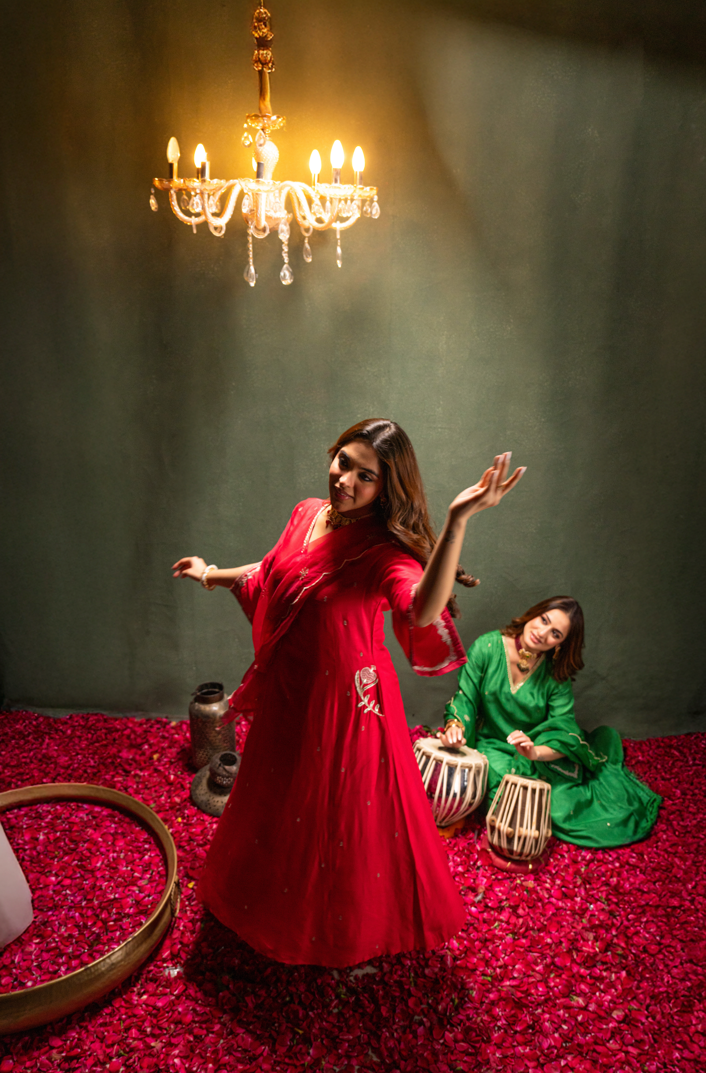 Emerald Green Satoori Silk Kurta Suit Set