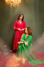 Emerald Green Satoori Silk Kurta Suit Set