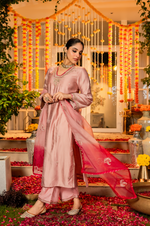 Rose Dola Silk Hand Work Suit Set