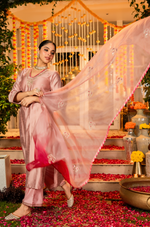 Rose Dola Silk Hand Work Suit Set