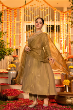 Dusky Gold Blue Tissue Suit Set