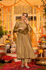 Dusky Gold Blue Tissue Suit Set