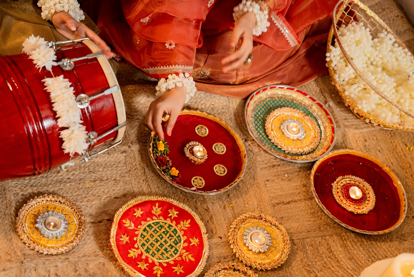 Dusky Gold Blue Tissue Suit Set