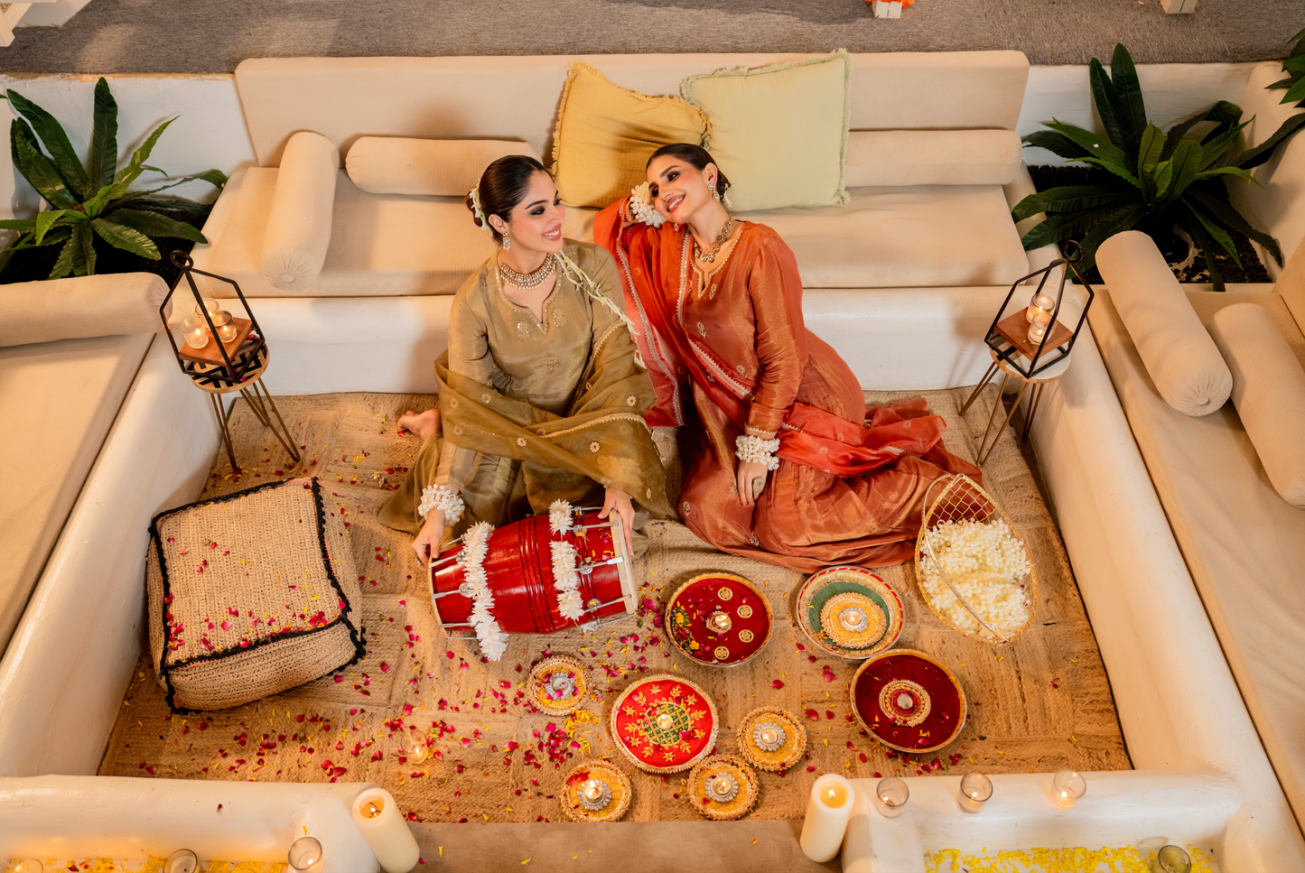 Dusky Gold Blue Tissue Suit Set