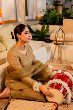 Dusky Gold Blue Tissue Suit Set