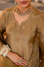 Dusky Gold Blue Tissue Suit Set