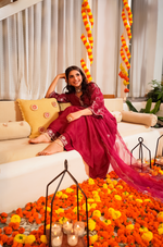 Crimson Embroidered Silk Suit Set