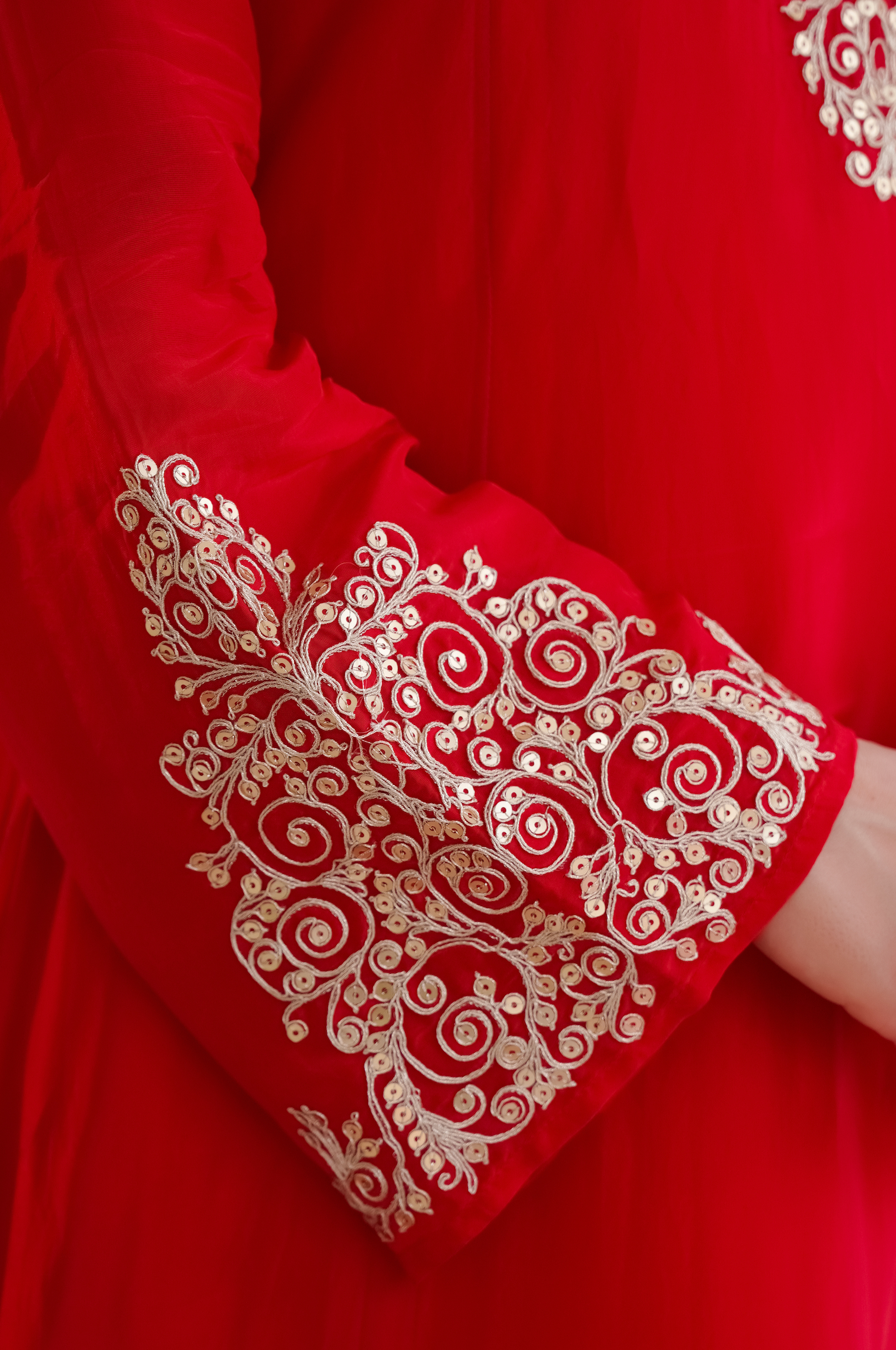 Red Zardosi & Sequeins Work Glass Organza Suit Set