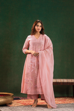 Blush Embroidered Silk Suit Set