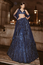 Navy Blue Net Lehenga Choli