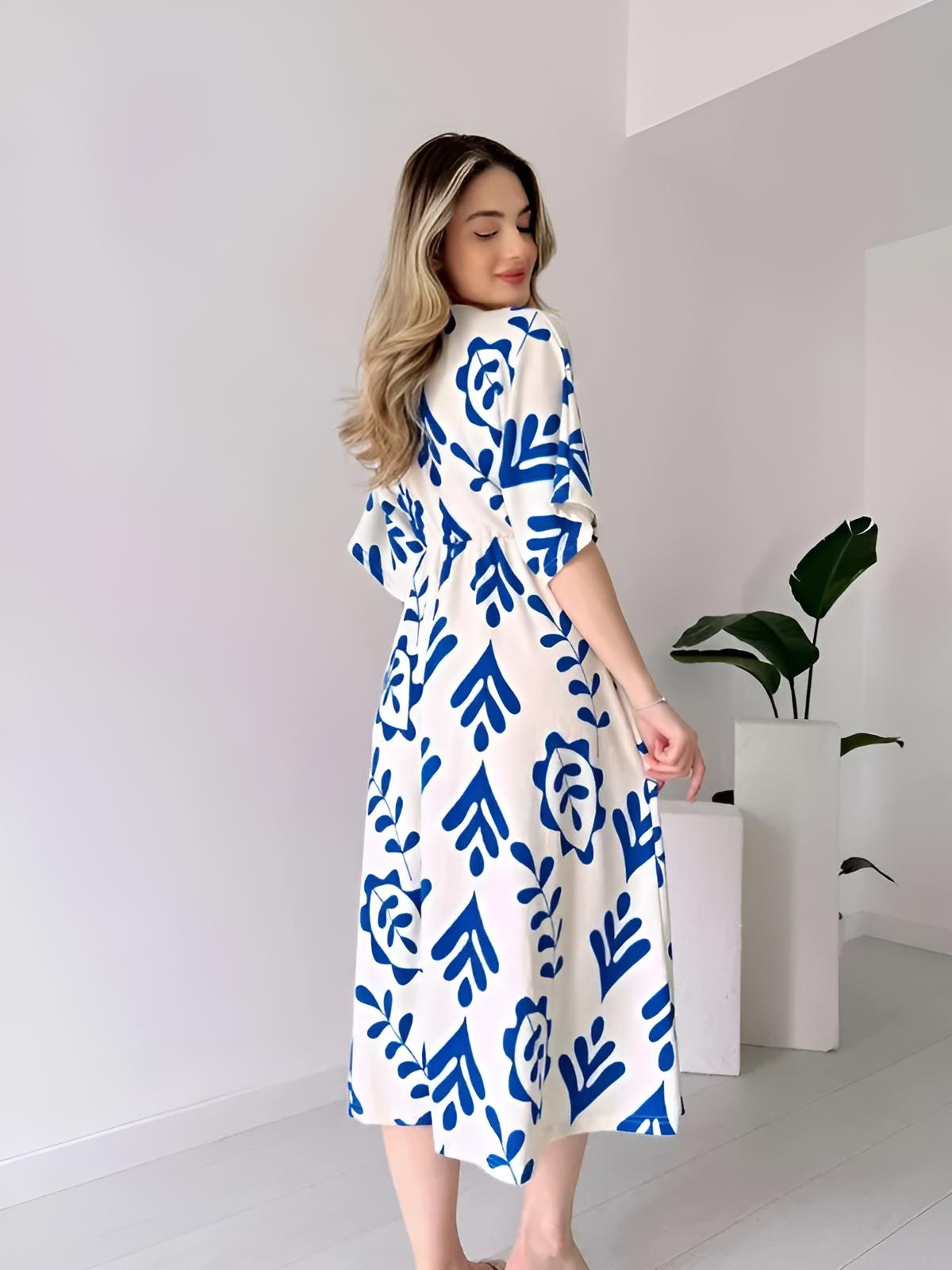 Cotton Printed Casual Maxi Dress (2 Colors)