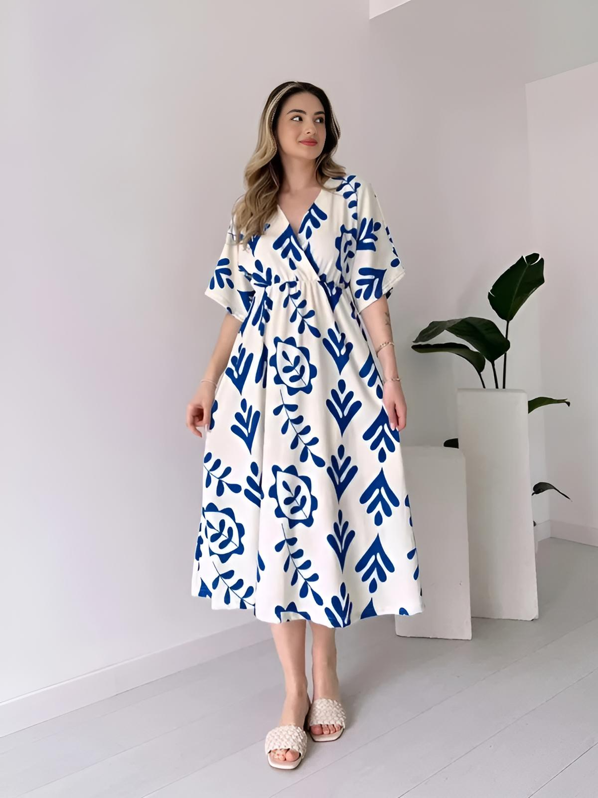 Cotton Printed Casual Maxi Dress (2 Colors)