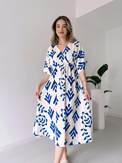 Cotton Printed Casual Maxi Dress (2 Colors)