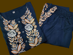 Navy Blue Cotton Embroidered Co-Ord Set