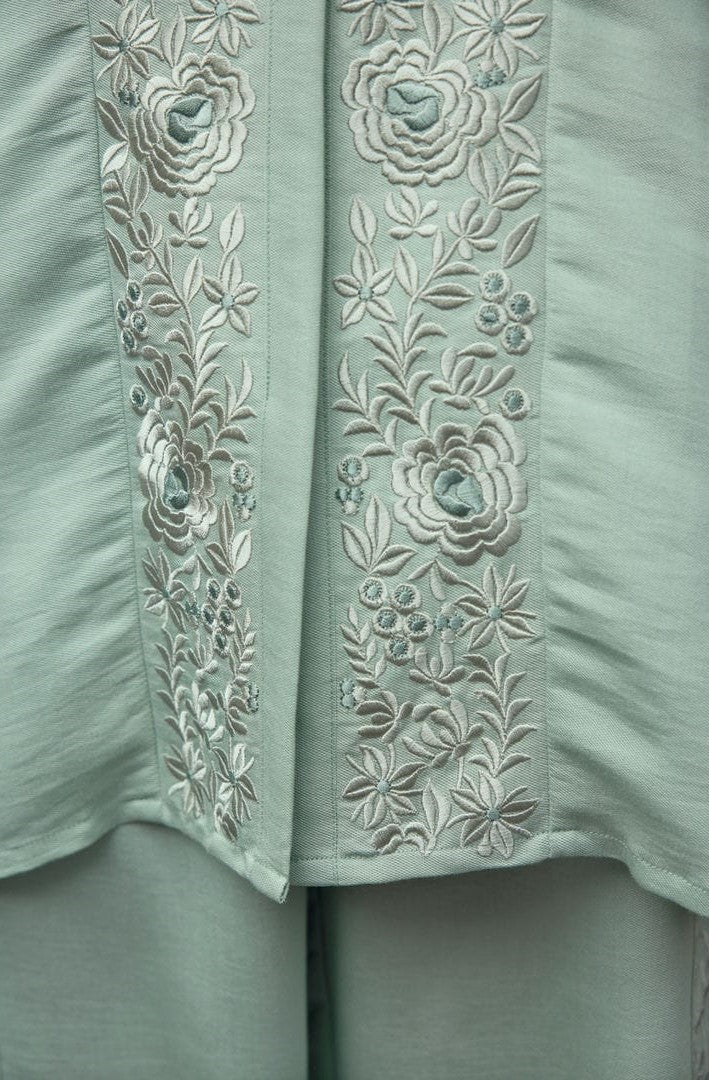 Pastel Green Cotton Embroidered Co-Ord Set