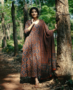 Cotton Ajrakh Aliya Cut Anarkali Suit