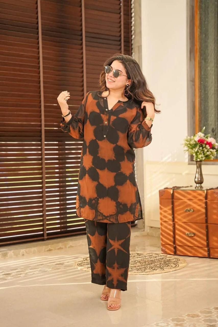 Printed Georgette Kurta with Pant