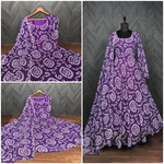 Purple Georgette Bandhej Printed Anarkali Suit