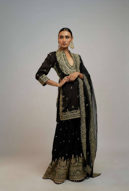 Georggette Heavy 5MM Embroidered Sharara Suit