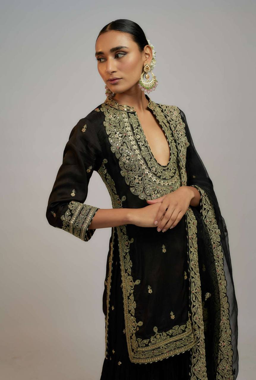 Georggette Heavy 5MM Embroidered Sharara Suit