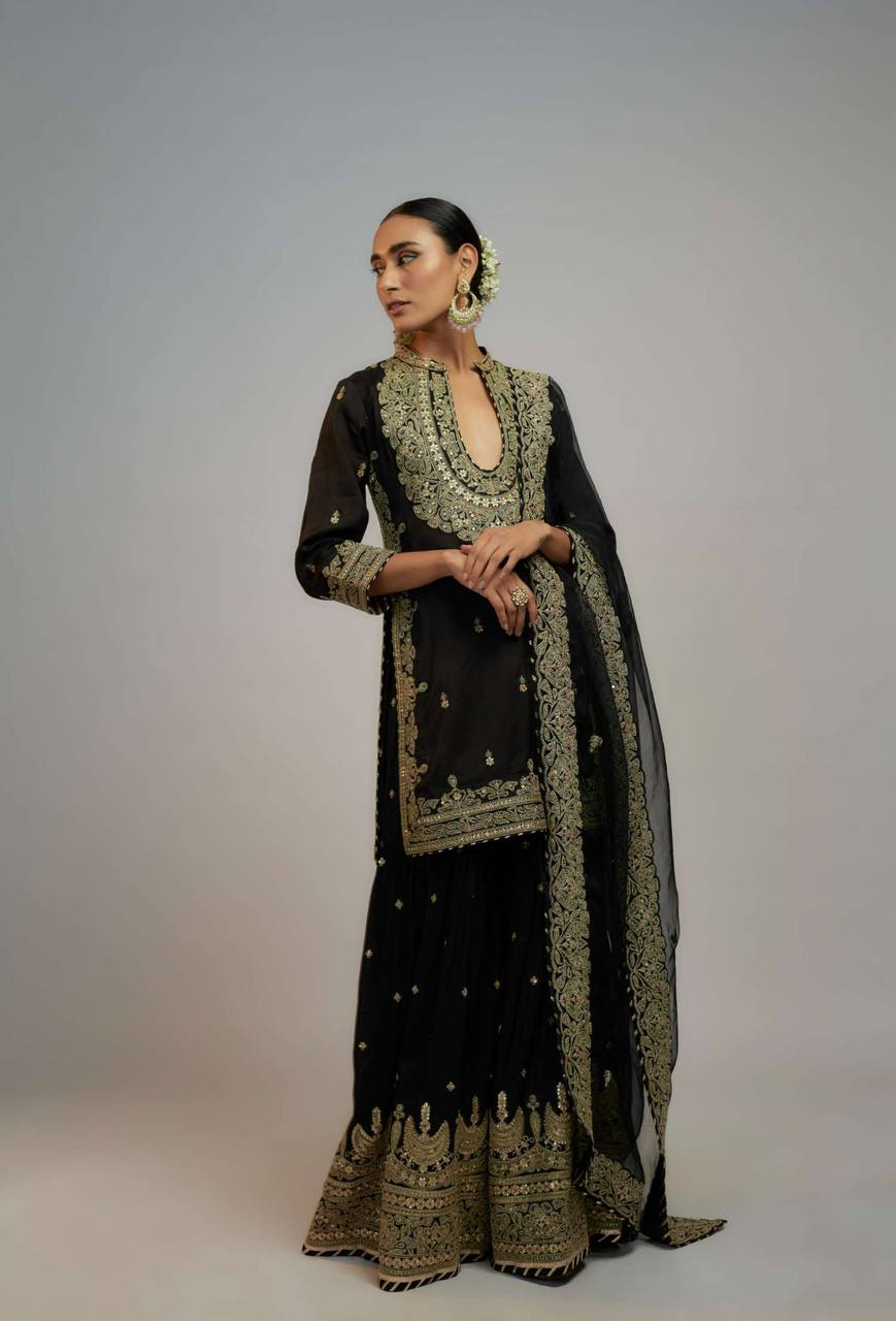 Georggette Heavy 5MM Embroidered Sharara Suit