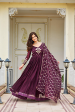 Rangoli Silk Sequence Embroidered Festival Gown & Dupatta (2 Colors)