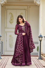 Rangoli Silk Sequence Embroidered Festival Gown & Dupatta (2 Colors)