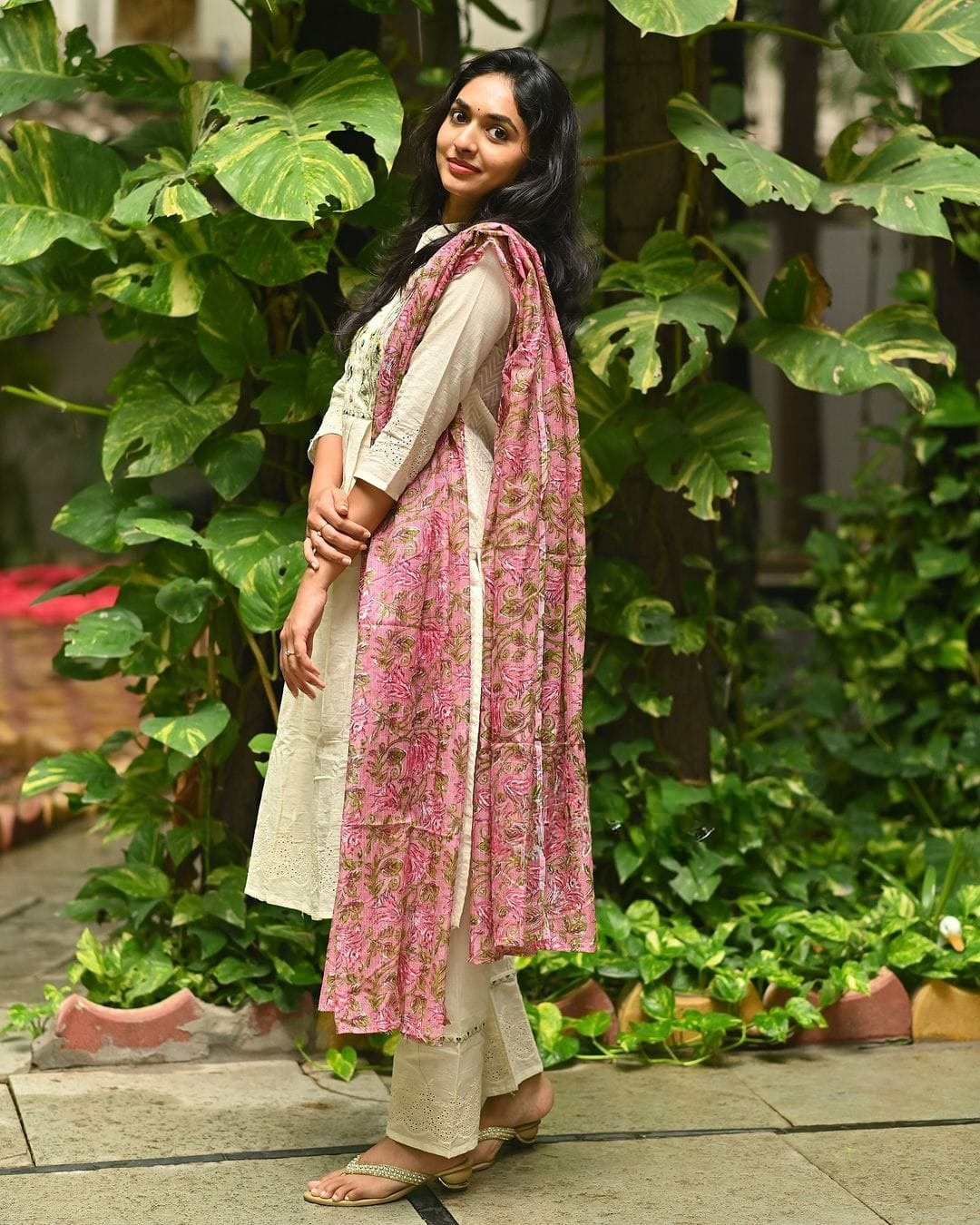 Cotton Dobby Self zikzak & Schiffli Kurta Pant WIth Dupatta