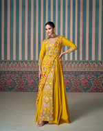 Silk Embroidered Sari Suit - Haldi Wear