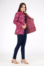 Pink Floral Quilted Reversible Jacket