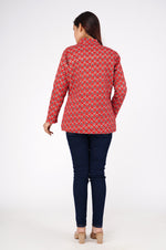 Red Printed Quilted Reversible Jacket