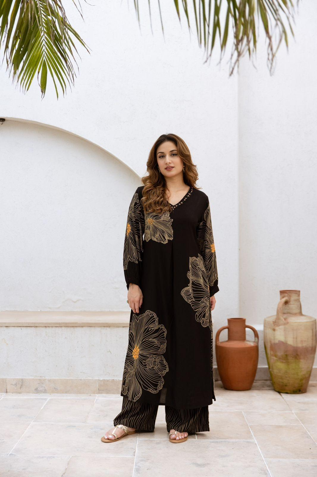 Comfy Floral Printed Loose Kurta & Plazzo