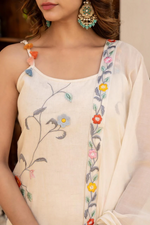 Floral Strappy Embroidered Kurta Pant & Dupatta