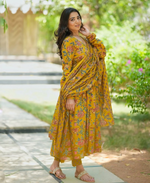 Cotton Printed Anarkali Suit With Hand Work