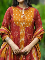 Bandhej Cotton Double Layered Anarkali Suit