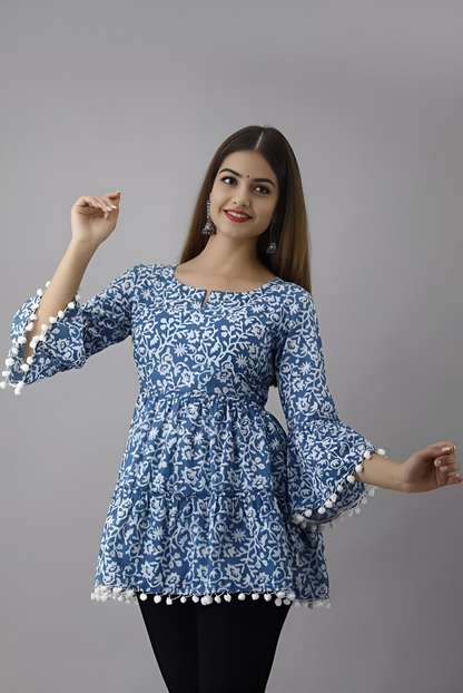 Easy Breezy Cotton Floral Printed Short Kurti