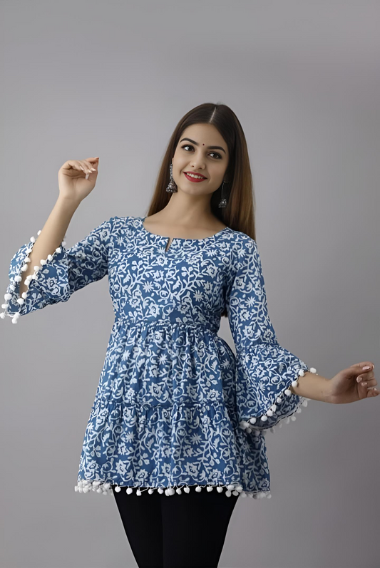 Easy Breezy Cotton Floral Printed Short Kurti