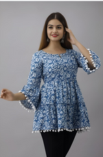 Easy Breezy Cotton Floral Printed Short Kurti