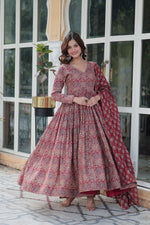 Ajrakkh Cotton Flared Anarkali Suit