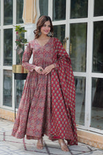 Ajrakkh Cotton Flared Anarkali Suit
